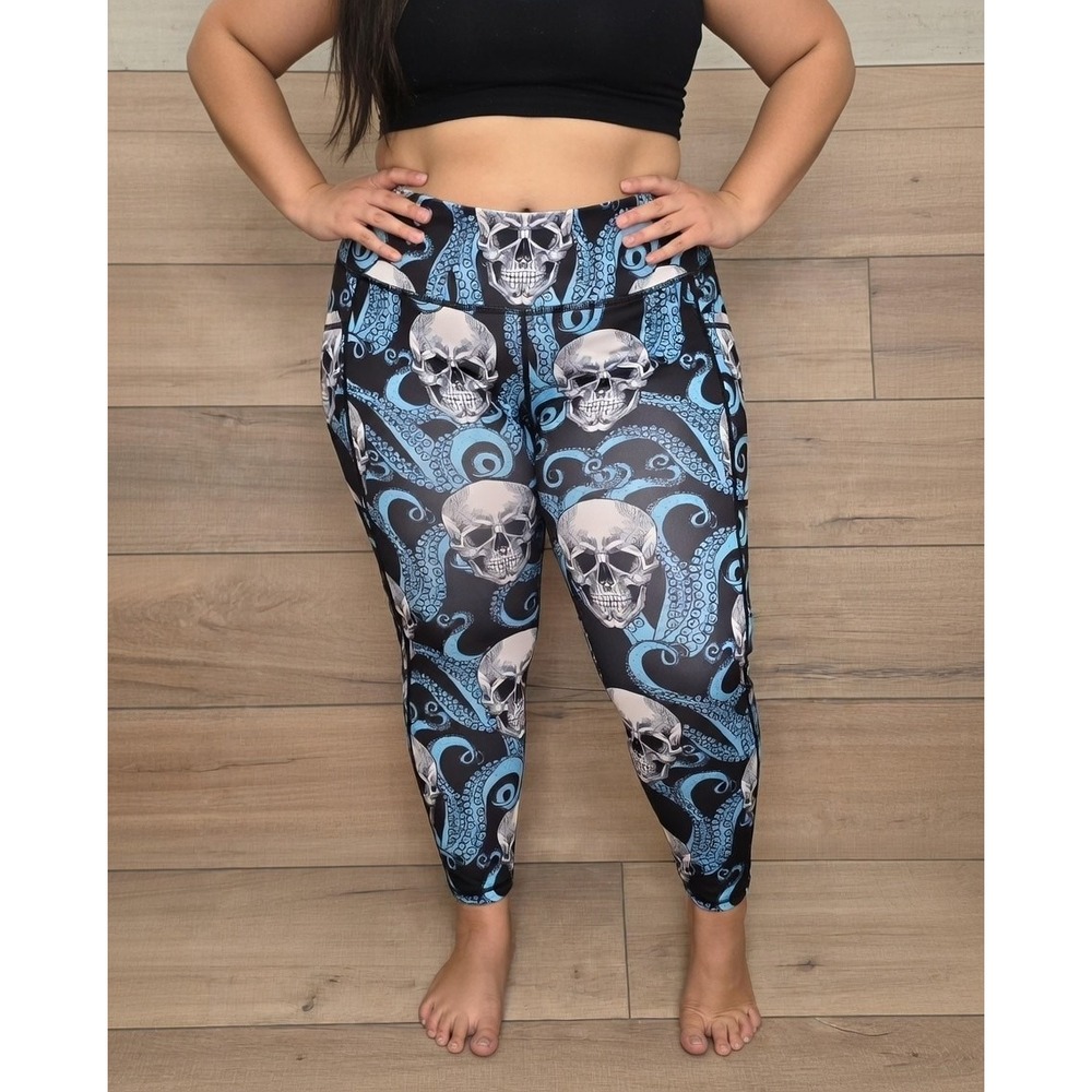 Constantly VariedGear Octopus/Skull/Kraken Leggings Women size XL Blue Black CGV